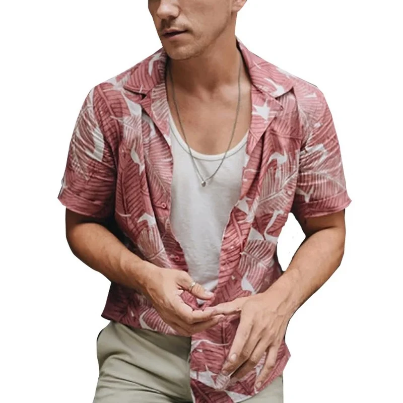 

New Men's Maple Leaf Printed Shirt Fashion Men's Short Sleeve Shirt