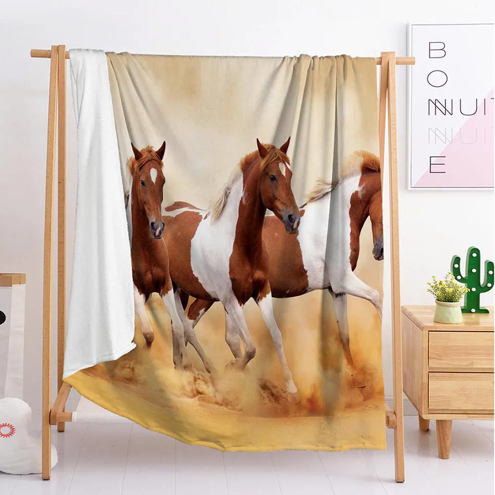 

2020 New horse animal Custom blankets Large and small size throw blanket tapestry sleeping blanket flannel blanket bedding