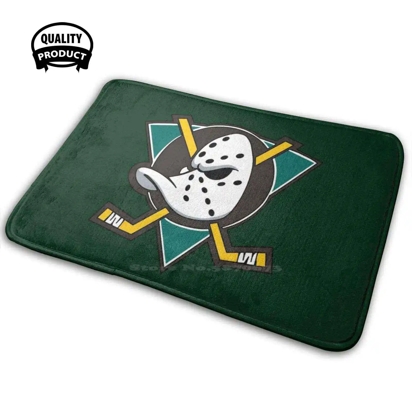Throwback Logo Design Comfortable Door Mat Rug Carpet Cushion Hockey Green Ducks Yellow New White Black Professional Movie Tv | Дом и сад