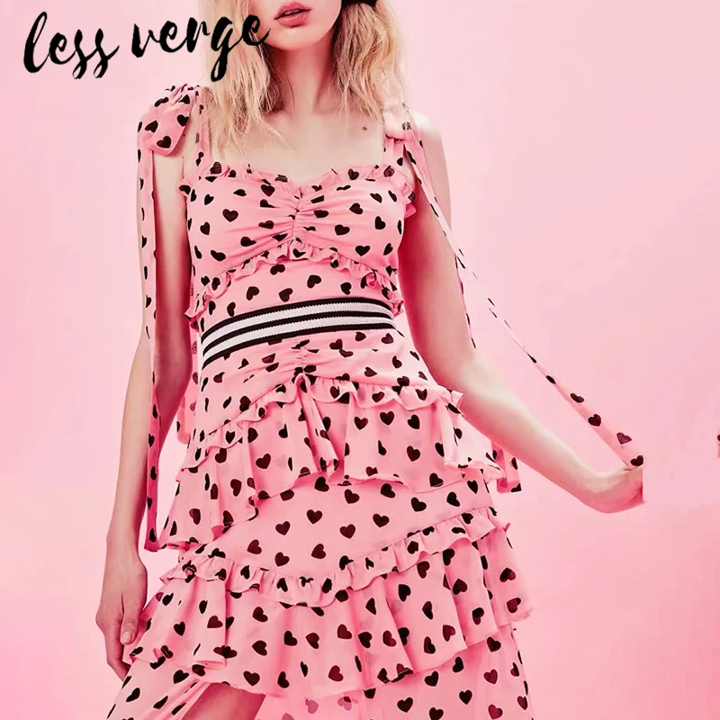 Женское шифоновое платье макси lessverge розовое длинное пляжное в полоску с