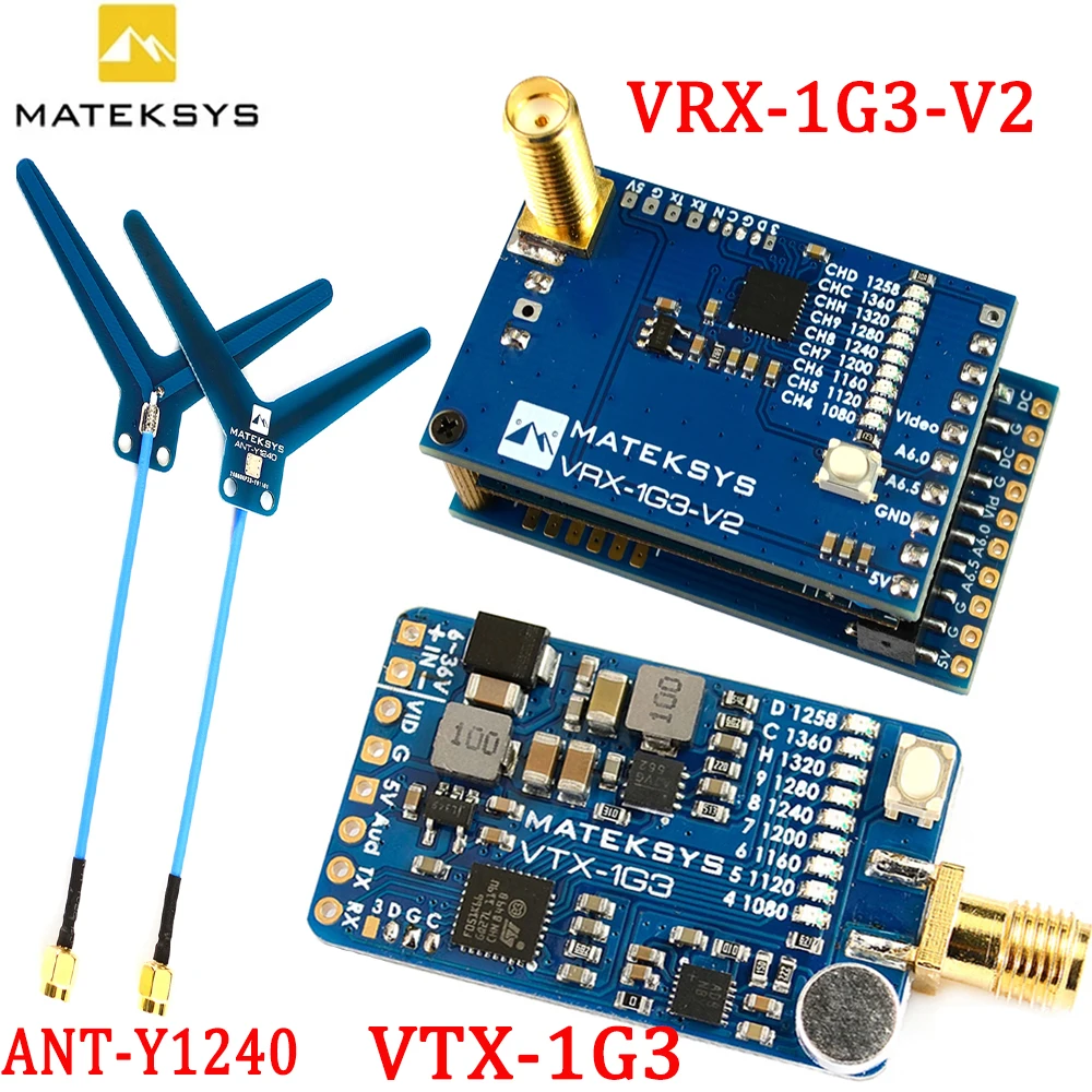 

Matek System Mateksys VRX-1G3-V2 / VTX-1G3 1,3 ГГц FPV видео 2CH 9CH передатчик 9CH с кошкой, приемник диапазона частот для дрона с дистанционным управлением с большим ...
