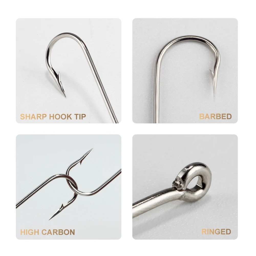 FTK Bent Sea Round Hook 2335 Nickel Big Ringed 10#-20# 100Pcs/Box Hooks From Norway For Jigging Carp Fishhook Fishing Tackle