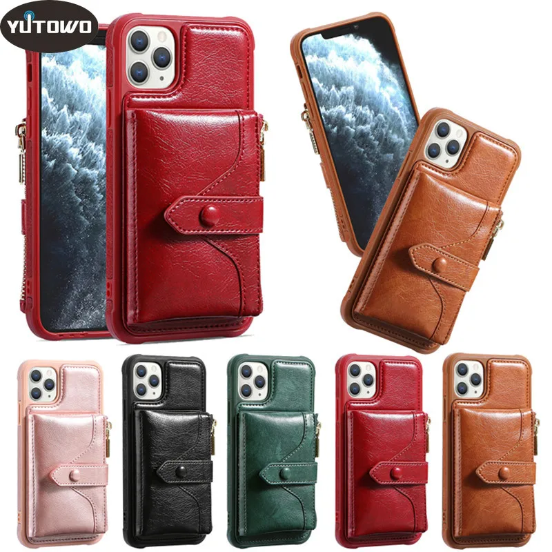 Luxury Leather Card Wallet Bag Case For iPhone 12 Pro Max XS XR X 12 Mini 11 Pro Max Magnetic Back Cover For 6 7 8 Plus SE 2020