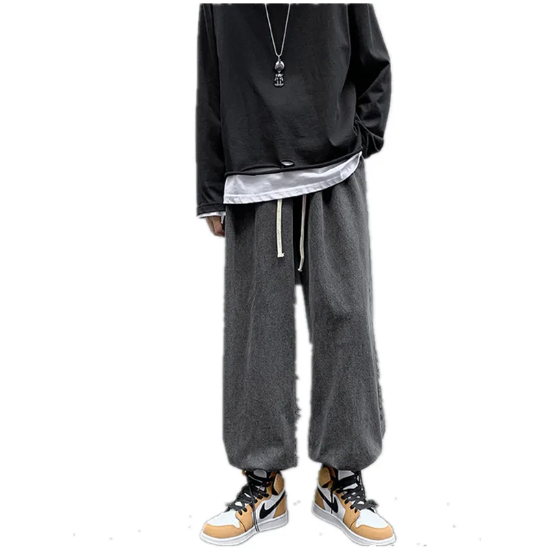 

Autumn Fashion Print Jeans Japan Harajuku Loose Streetwear for Men Drawstring Denim Pants Blue Boyfriend Jean Trousers