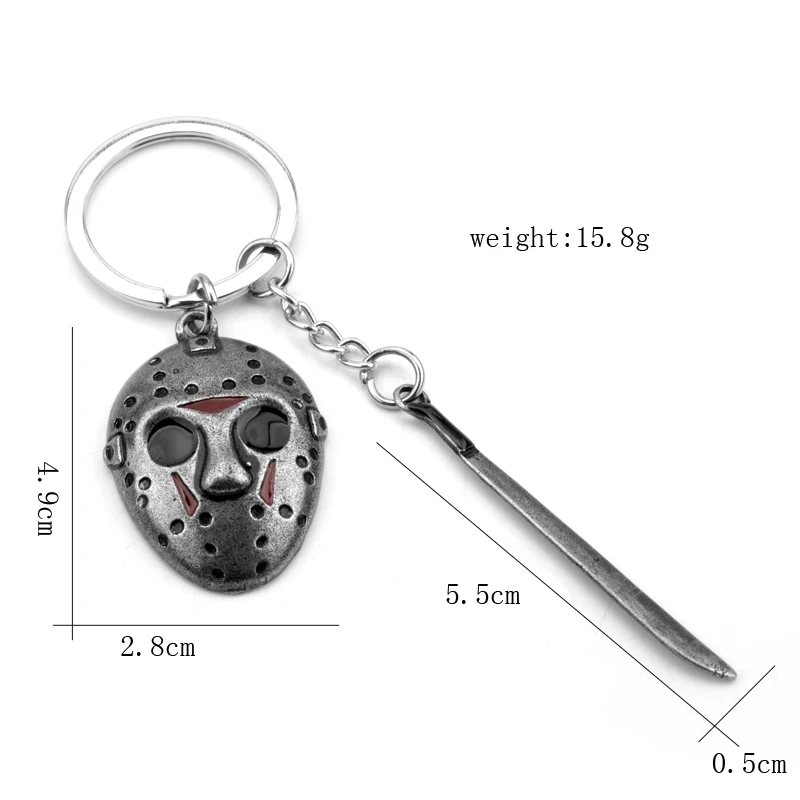 

New Horror Movie Friday The 13th Jason Hockey Mask Machete Metal Pendant Keychains Keyrings For Women Men Fans Jewelry Gift
