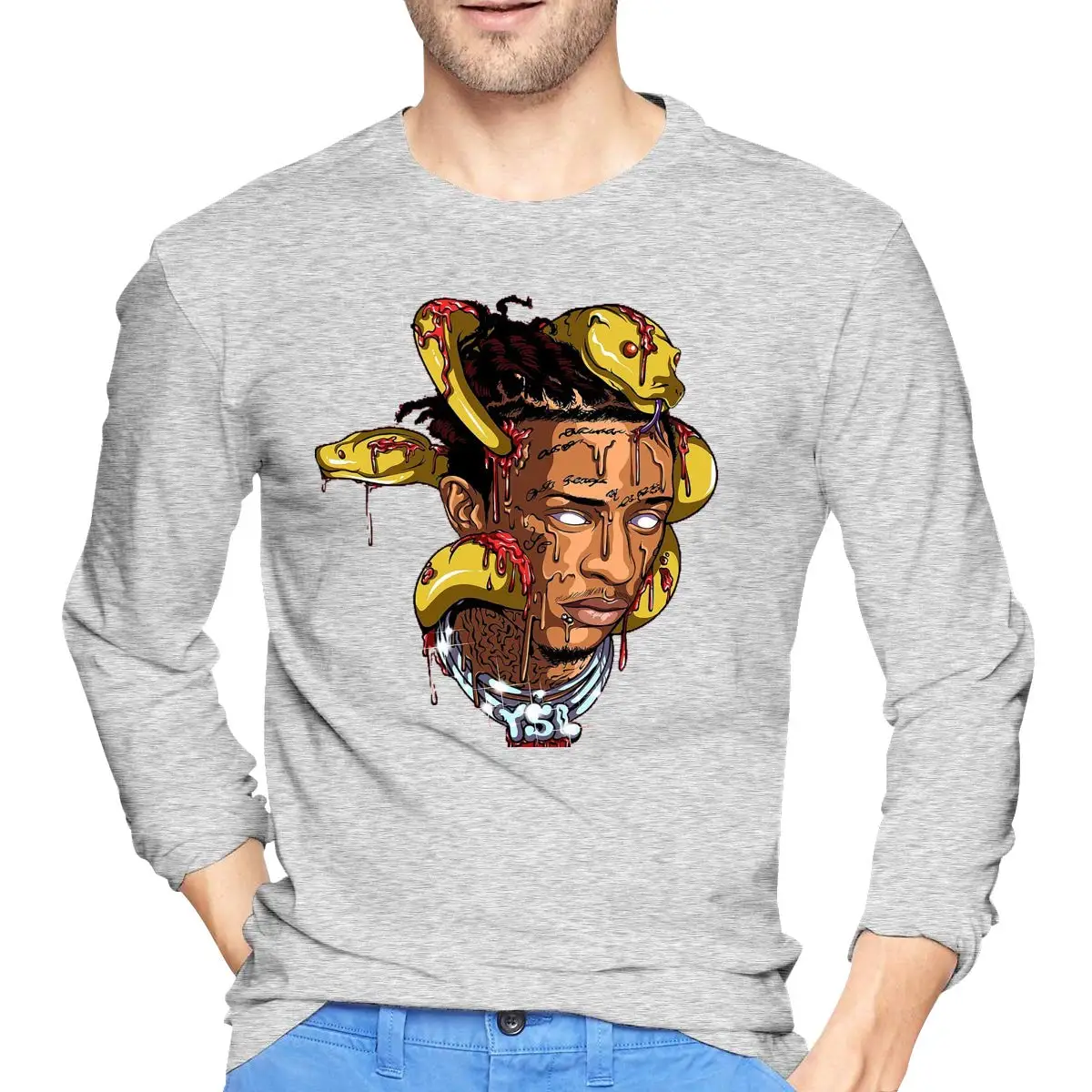 TSDFC Young Thug Мужская футболка 3D печать длинные рукава Повседневная рисунок топы
