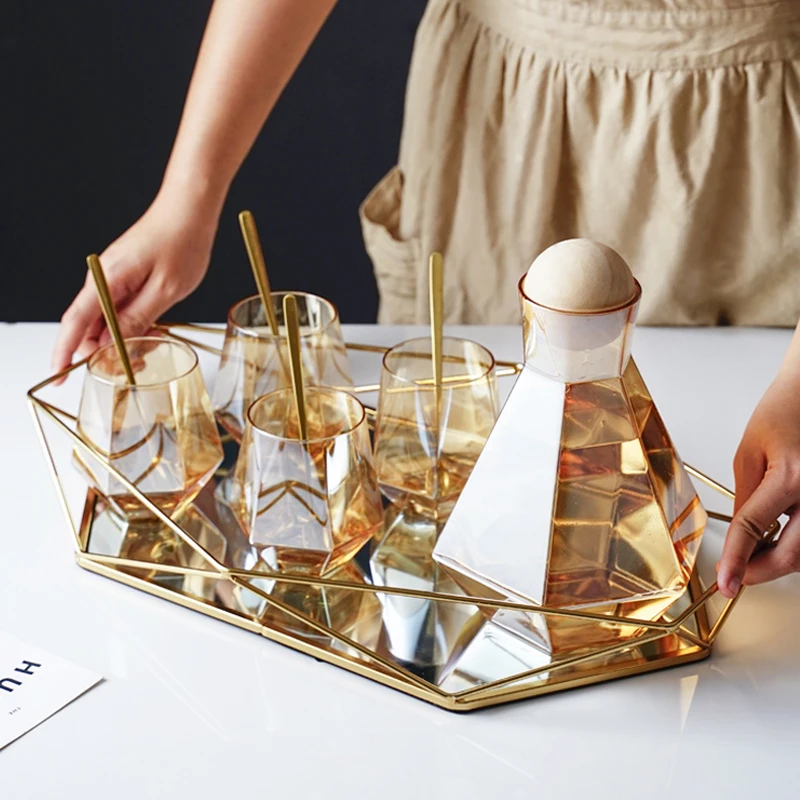 Винтажный Европейский красочный стеклянный металлический лоток для хранения