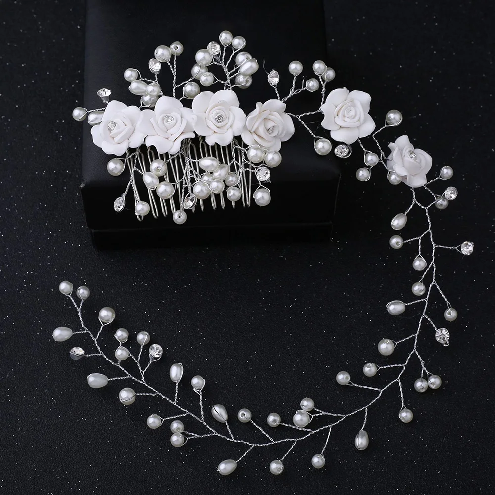 Элегантный женский жемчужный гребень ручной работы с цветами заколка для волос