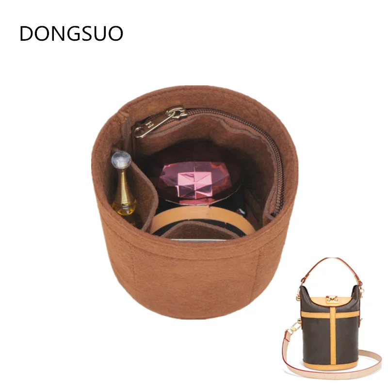 

Insert Bag Fits For designer brand DUFFLE bucket handbag base shaper Organizer Makeup Inner Purse Organize Portable Cosmetic bag