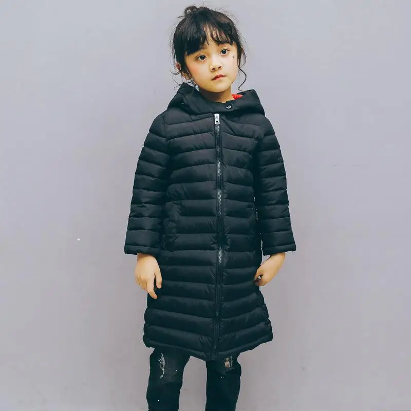 Girl Winter Jacket Children's Thicken Jacket Kids Cotton-padded Clothes Jacket Girl Park Hoodie Coat Boys 3 4 5 6 7 8 9 10 Years - Цвет: Черный