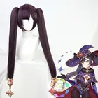Мона Genshin ударопрочный фиолетовый длинный конский хвост прямой термостойкий синтетический волос Хэллоуин Карнавал вечерние НКА косплей + бесплатная шапочка для парика