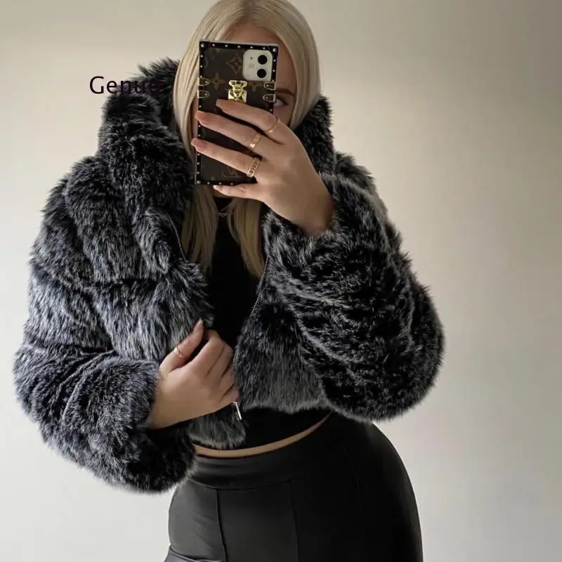 Зимние теплые пушистые пальто из искусственного меха женские куртки высокого