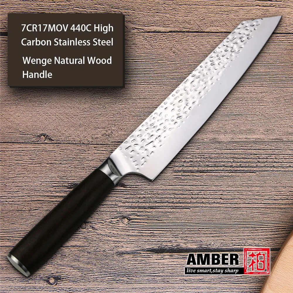 Янтарный нож 8 дюймовый Kiritsuke 7CR17 из нержавеющей стали лезвие высокоуглеродистой