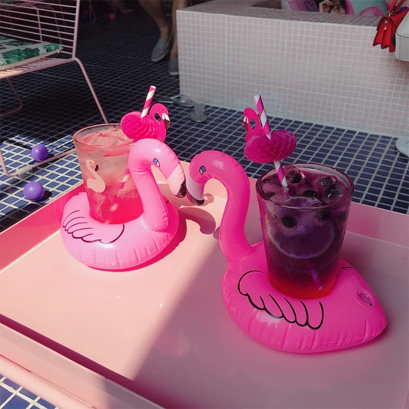 

Summer Inflatable Flamingo Cup Holders Swimming Float Circle Swimming Pool Party For Adult Pool Float Drink Holder