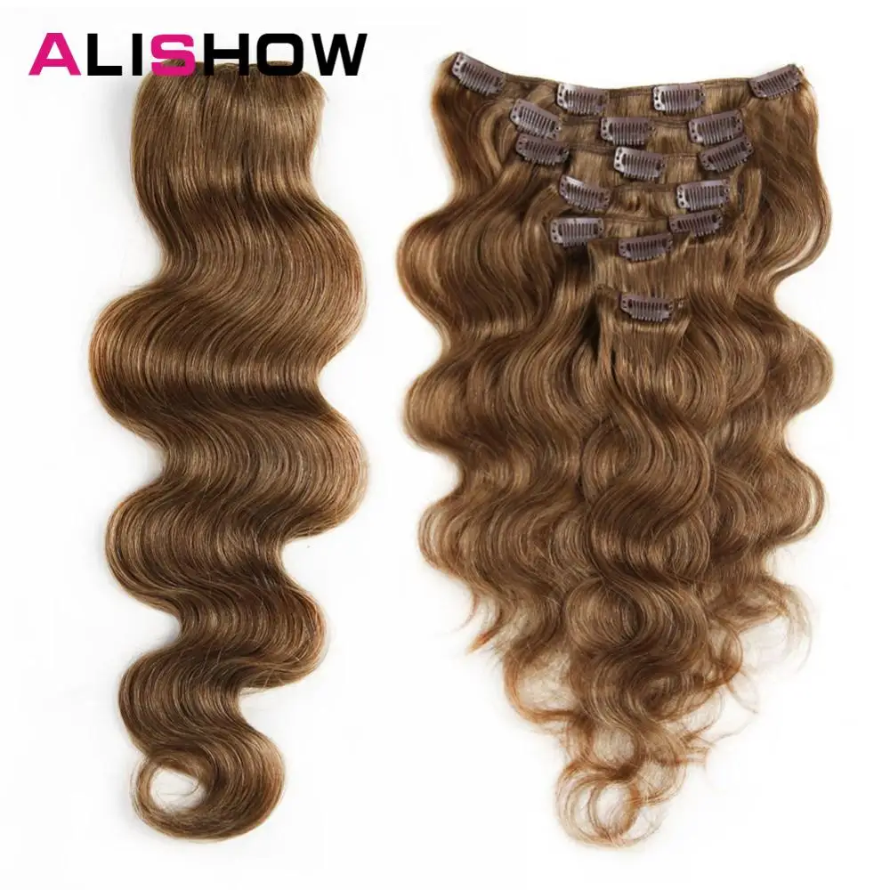 Alishow волнистые человеческие волосы для наращивания на заколках 100 г 100%