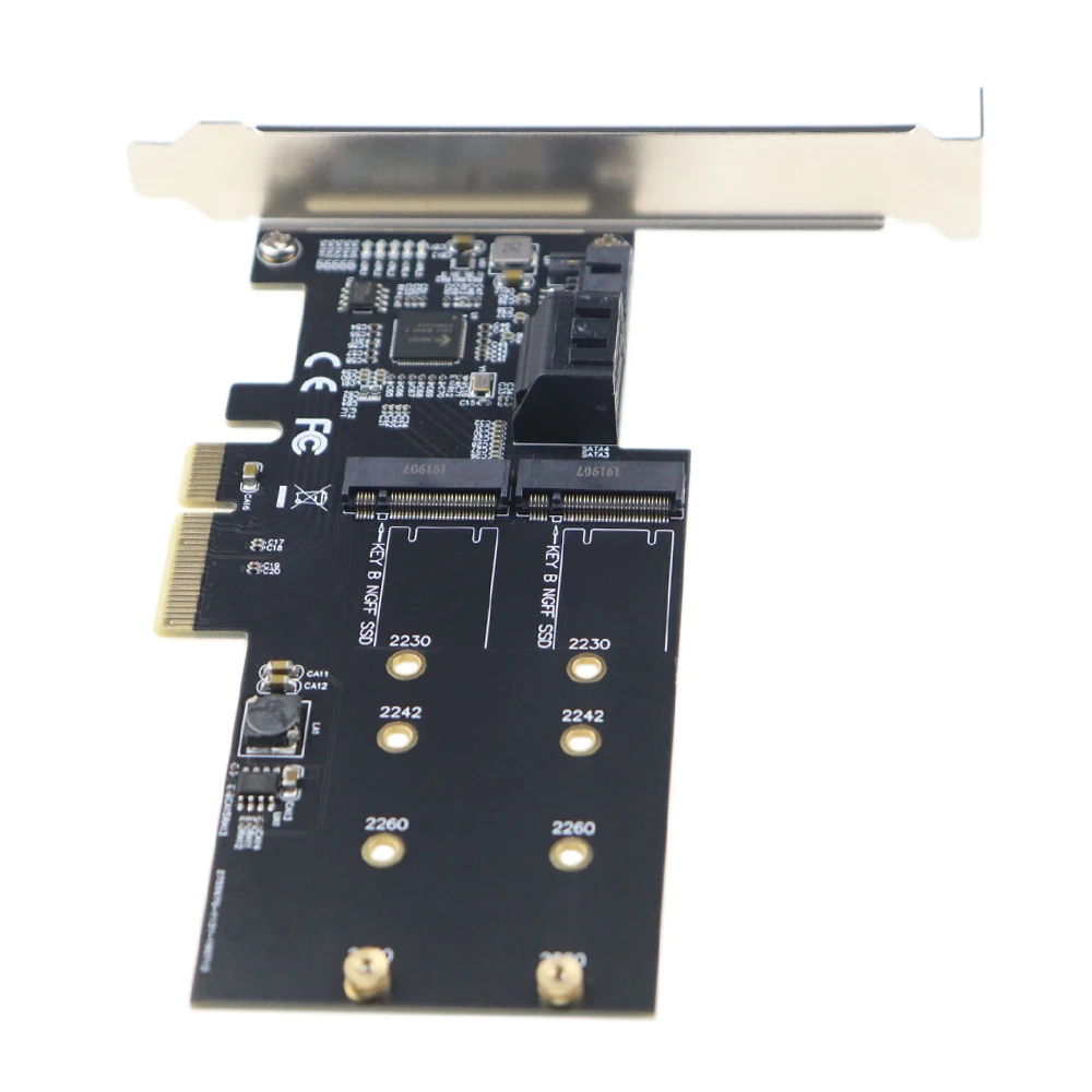 Zeadow PCI E 2. 0 X4 До 2x M.2 NGFF SATA на основе B Key SSD Plus 3x III порты 6 Гбит/с Адаптерная карта для 3
