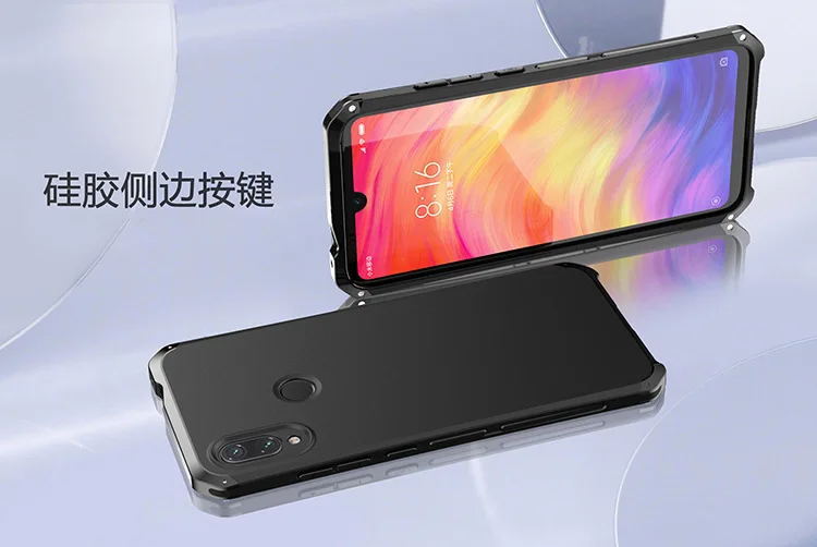 Текстурированная анти-осенняя Металлическая Рамка PC задняя для Redmi Note 7 5 Note7 Global алюминиевый сплав бампер чехол Note 6 Pro крышка с подарком