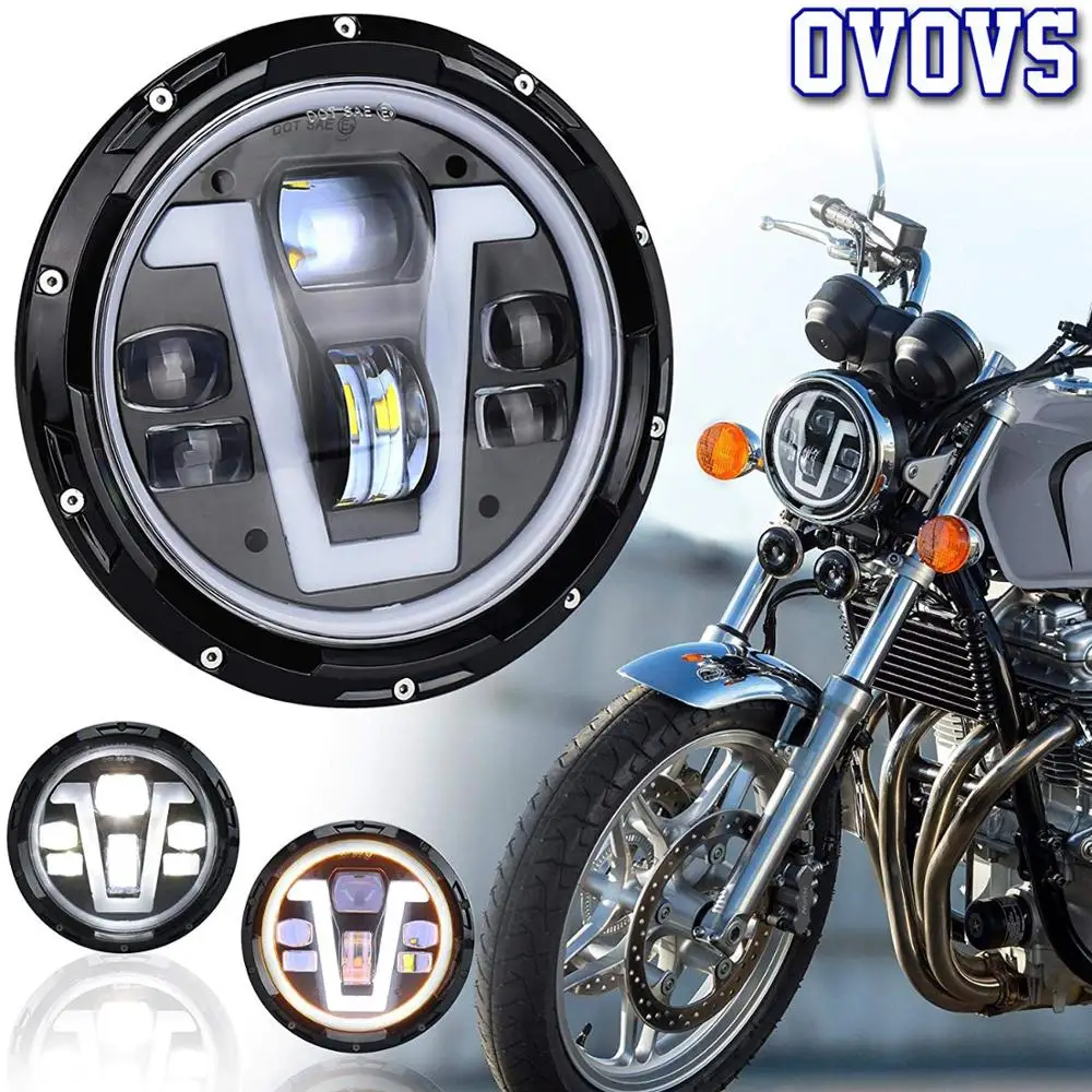 7 дюймовая фара мотоциклетный налобный фонарь белый и желтый гало для Harley Davidson| |