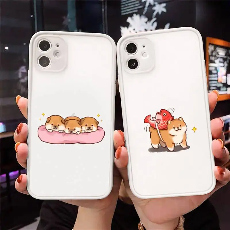 

Cute cartoon animal corgi dog Phone Case Matte Transparent for iPhone 7 8 11 12 s mini pro X XS XR MAX Plus cover funda