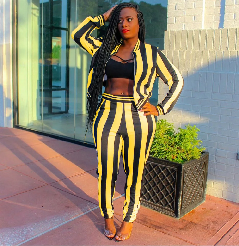 2019 осенне зимний женский комплект толстовка с принтом в полоску куртка длинными