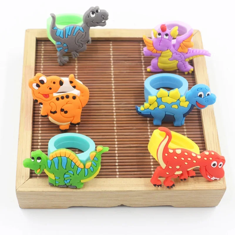 

6Piece Dinosaur Party Favors Finger Ring Toy Birthday Gift Cute Things Kinder Spielzeug Brinquedos Infantil Menina Menino