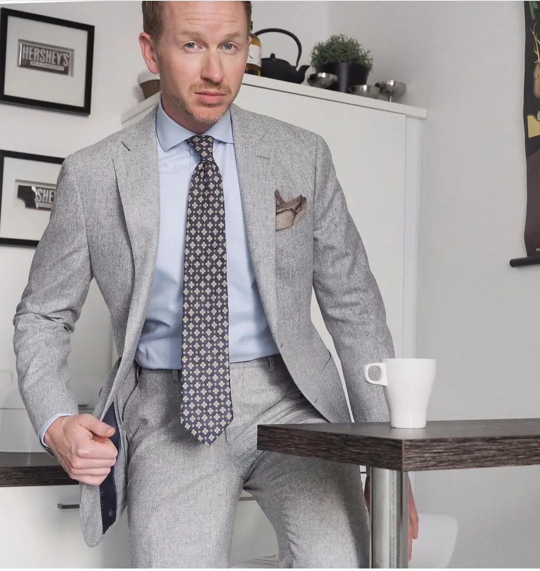 

(Jacket+Pants+Vest) Tailor-Made Man Suit Slim Fit Grey Men Clothes Beach Wedding Formal Evening Party Custom Made