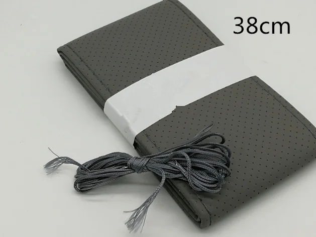 gray-38cm Крышка рулевого колеса автомобиля с иглой и резьбой из искусственной кожи чехол для Volkswagen PTouareg Touran Beetle CC Magotan - Название цвета: gray-38cm