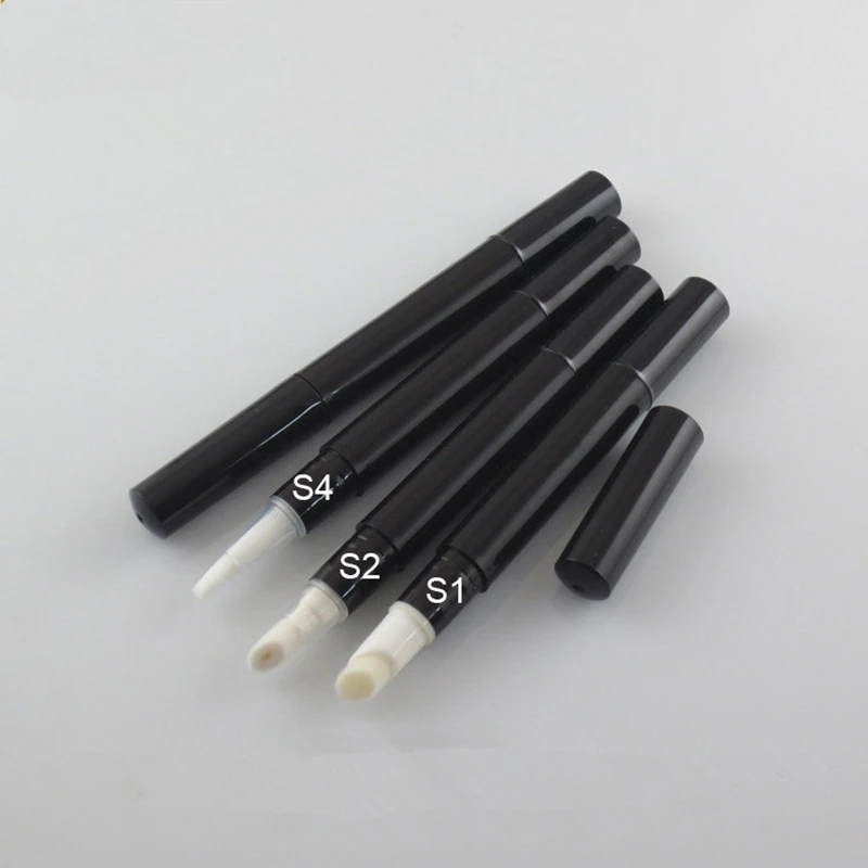 

10pcs 3ML Black Empty Cosmetic Pen With Different Applicators, Plastic Round Lip Gloss Tube Portable Twist Up Pen Dial Up Pen