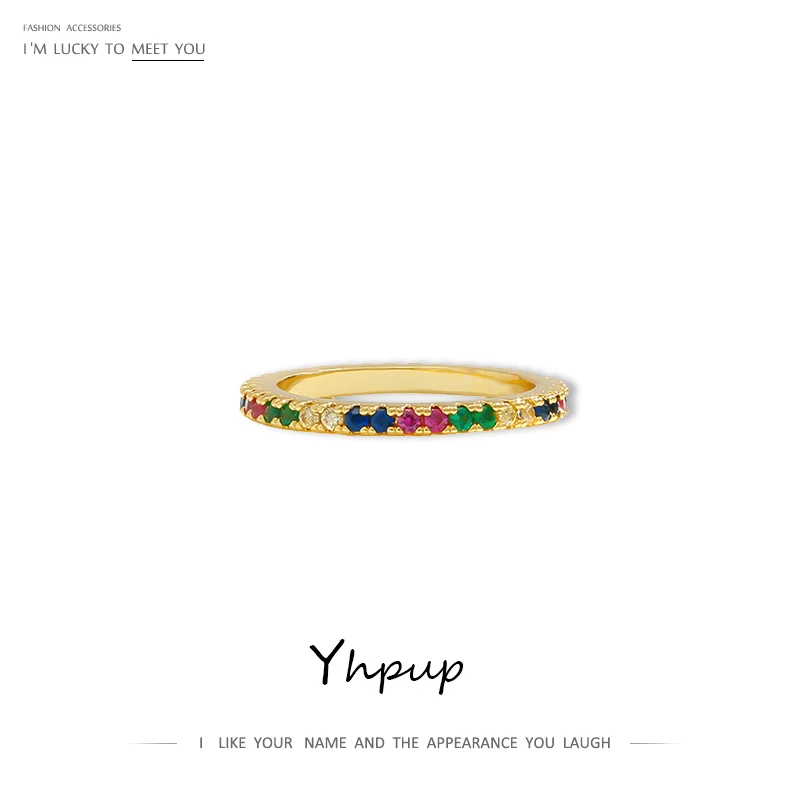 Yhpup модные минималистичные красочные медные кольца радужные ювелирные изделия