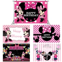 baby girl 1st birthday party decorations backdrops wall minnie mouse theme photography backgrounds vinyl cloth photo backdrops