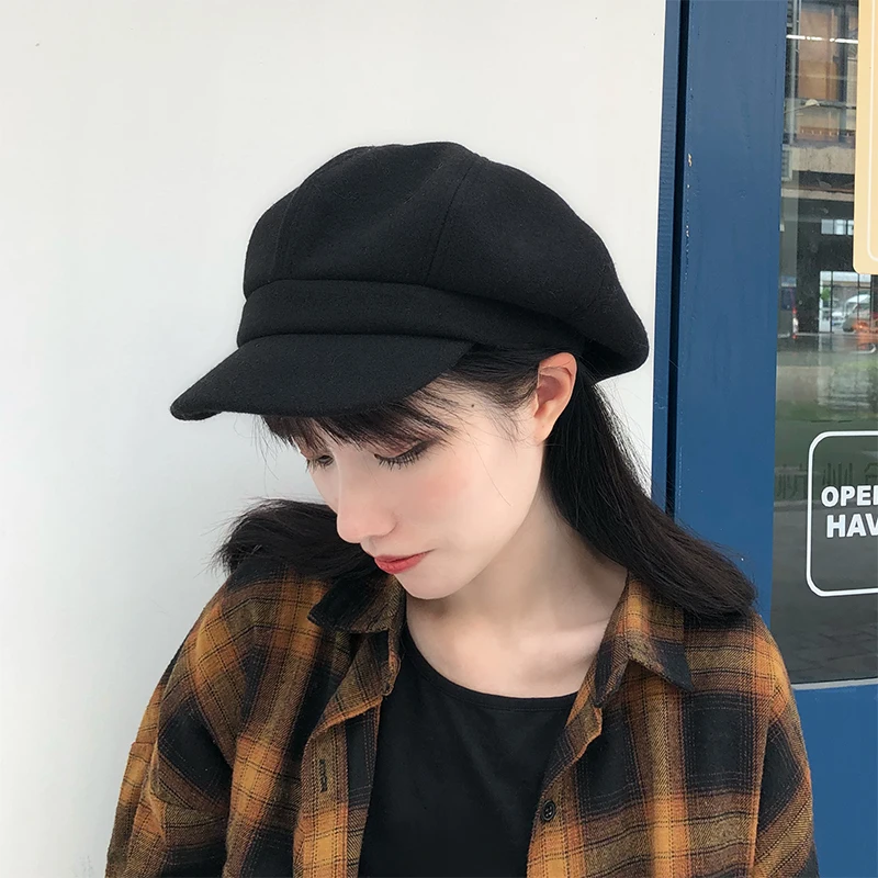 H3539 Women Warm Beret Hat Pure Color Retro Painters Cap Male Female Autumn Winter High Quality Fashion Casual Student Girl Caps
