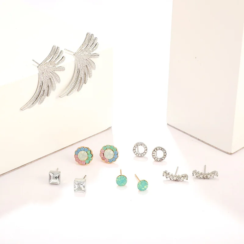 Модные оригинальные Кристальные серьги в виде листьев Комплект сережек для