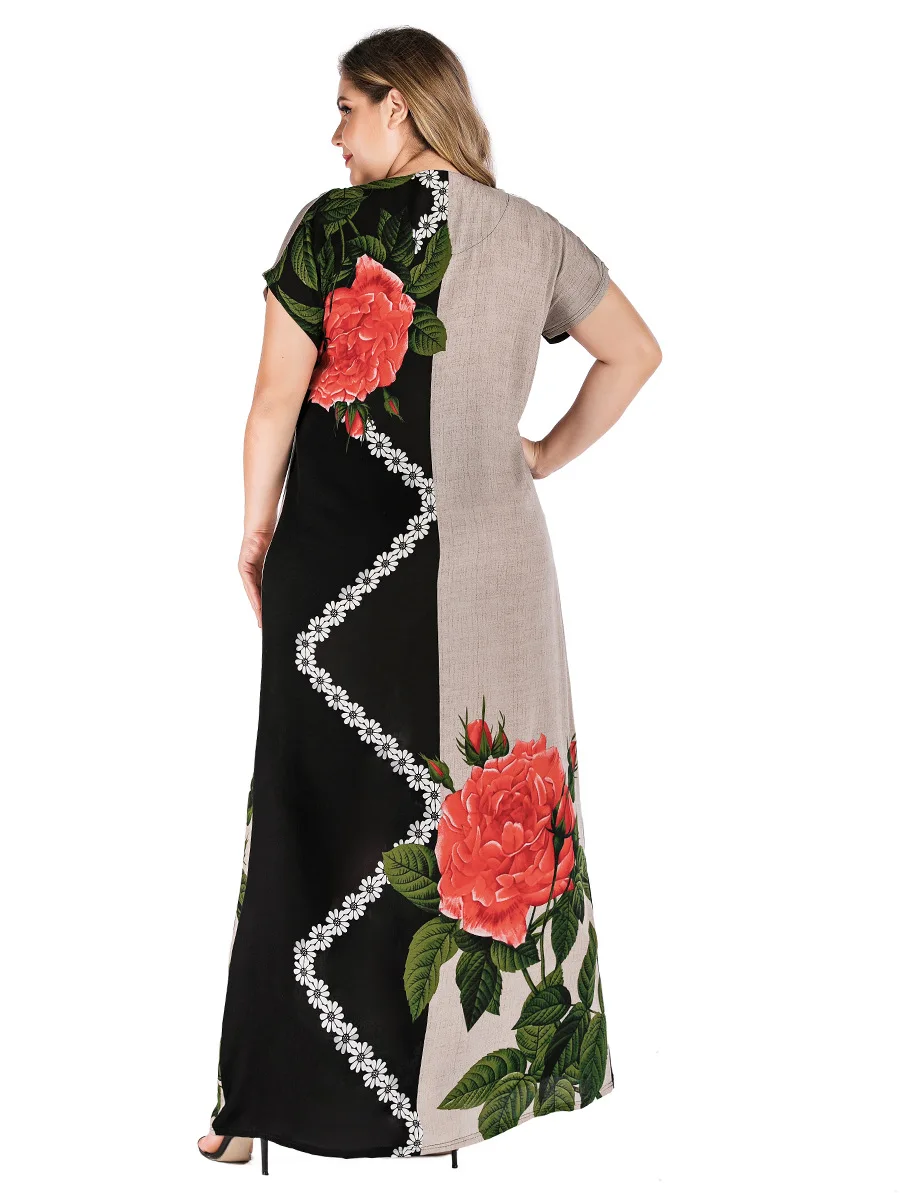 

African Dresses for Women 2021 New African Women V-neck Printing Plus Size Long Dress African Clothes African Print Dresses