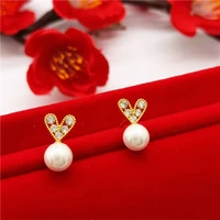 heart stud earrings women girl jewelry gold filled charm fashion gift