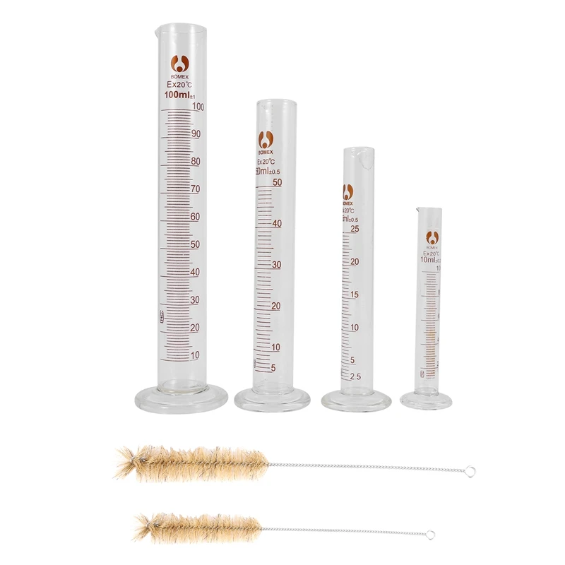 

Thick Glass Graduated Measuring Cylinder Set 5ml 10ml 50ml 100ml Glass with Two Brushes