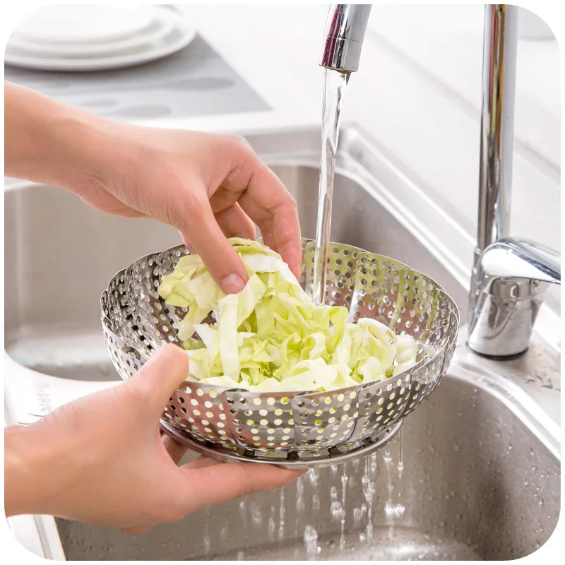 Новая Стальная Складная Пароварка складная чайник для рыбы сковорода корзина