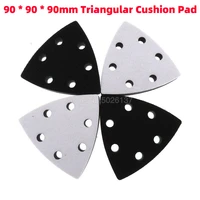 1pcs 90x90x90mm triangular six hole cushion pad flocking sponge disc sandpaper self adhesive grit polishing grinding triangle