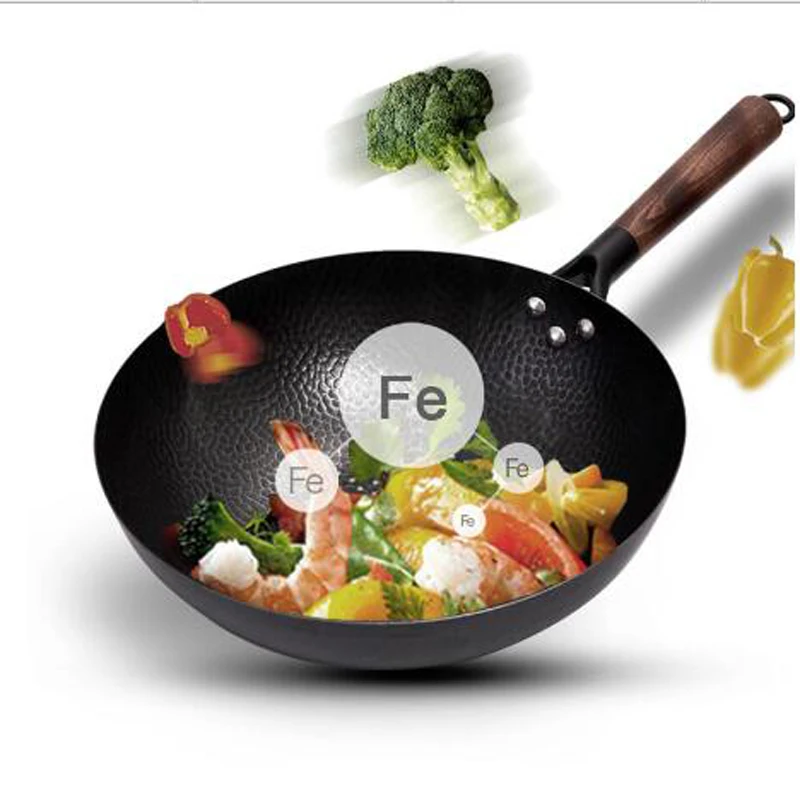 Ручная работа железный горшок 30 см 32 34 без покрытия для здоровья вок