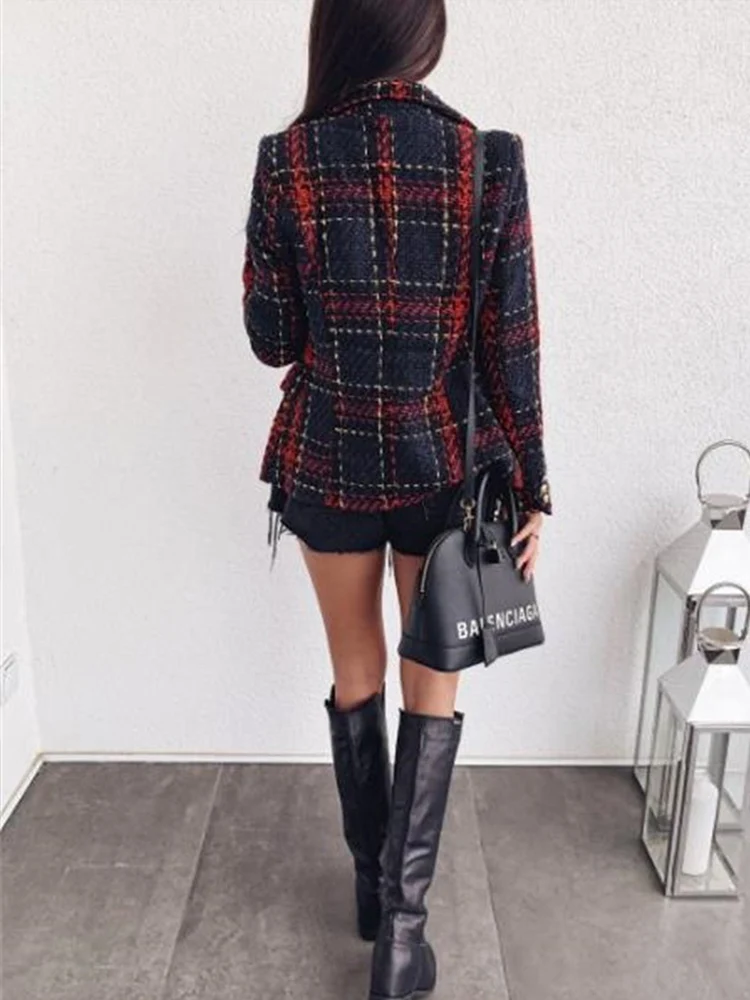 Женское шерстяное пальто зимняя верхняя одежда в клетку английском стиле новые