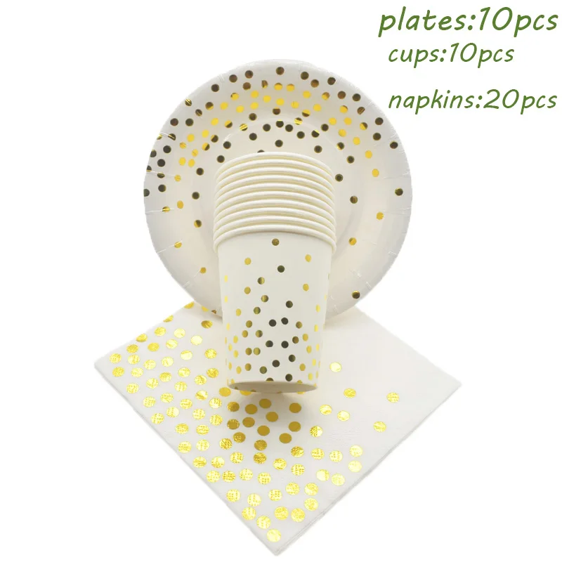 40pcs set Черные бумажные золотистые тарелки украшения для дня рождения Детские бумажные соломинки Свадебные украшения подарок для невесты фольга одноразовая посуда - Цвет: 40pcs set