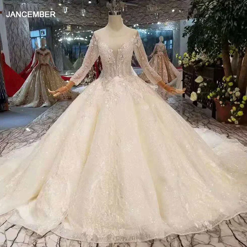 LS11237 бальное платье из органзы свадебное 2020 Иллюзия круглый вырез Длинные