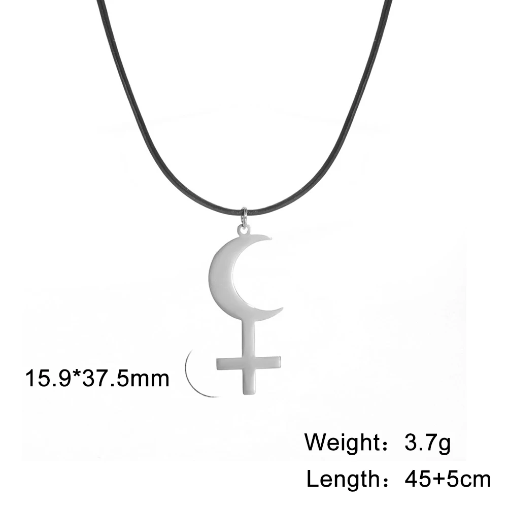 Dawapara Лунный Крест Лилит Символ Подвески ожерелье из нержавеющей стали подвески