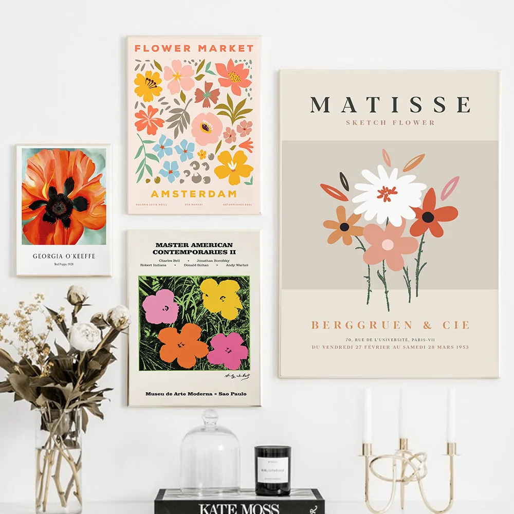 

Abstract Matisse Cutout Flower Market Daisy Poster Wall Art Canvas Painting Nordic Poster Wall Pictures Living Room Home Decor