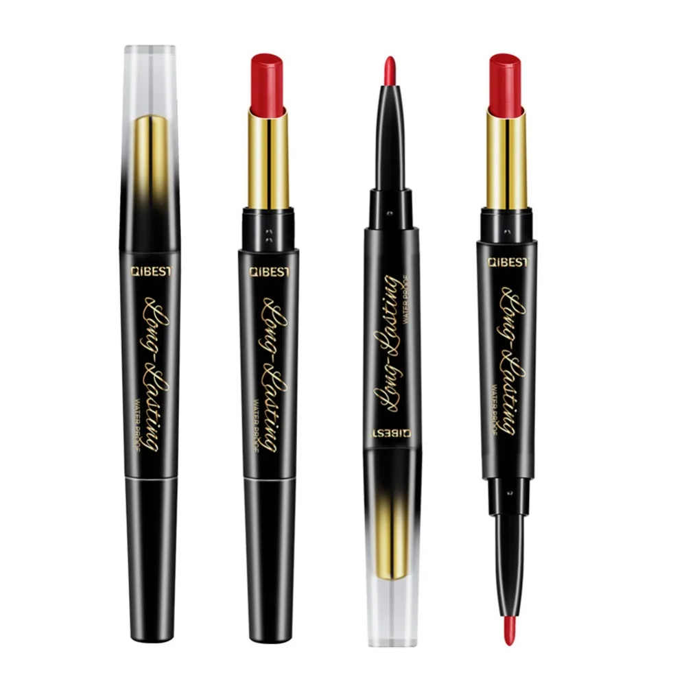 QIBEST 2 в 1 карандаш для губ с двойным концом водостойкий телесный цвет сексуальная