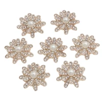 20mm 10pieces pearl rhinestone flatback buttons alloy decorative diy wedding flower button for bow hair accessories
