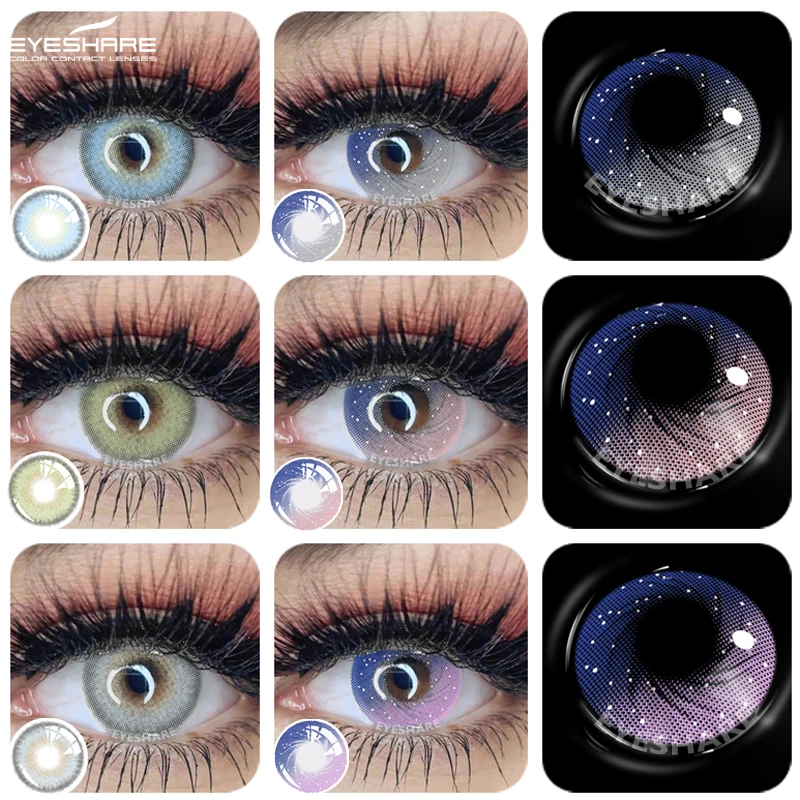 

EYESHARE Natural Color Contact Lenses 1pair Blue Colored Contacts for Eyes Beauty Pupils Yearly Colorful Eyes Makeup Lens