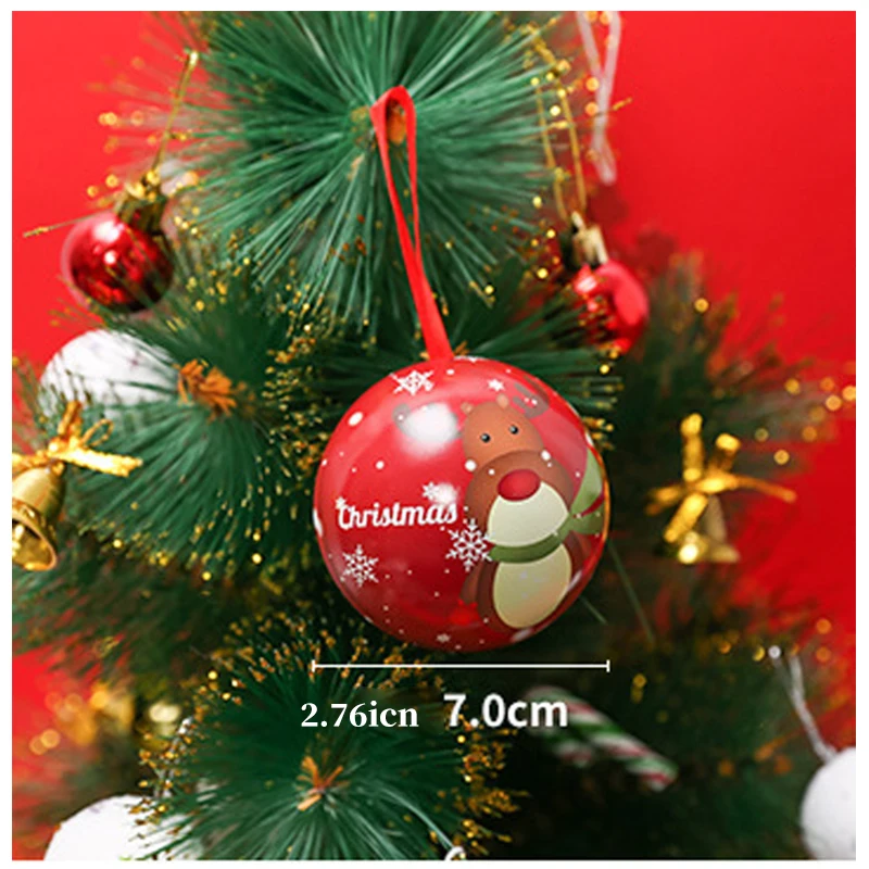 

Christmas Round Ball Decoration Chocolate Collect Box Candy Storage Birthday Party Sweet Gift Case New Year Santa Claus Ornament