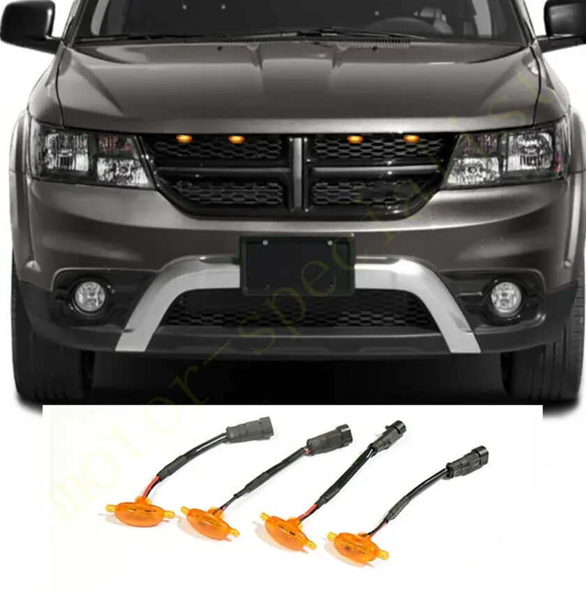 Mới Cho Dodge Hành Trình 2009-2020 Lưới Tản Nhiệt Trước LED Raptor Styl Nướng Viền 4PCScar Phụ Kiện
