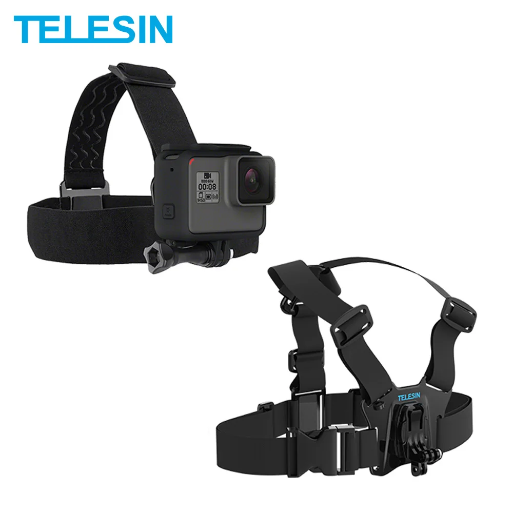 

TELESIN нагрудный ремень головной ремень крепление для GoPro Hero 10 9 8 7 6 Hero 5 4 3 2 Insta360 SJCAM EKEN Osmo аксессуары для экшн-камеры