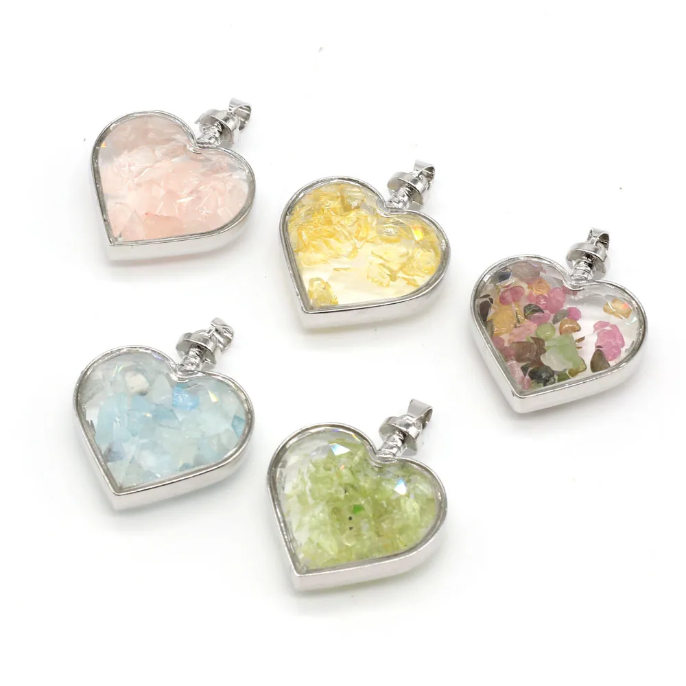 Подвеска из натурального камня в форме сердца прозрачная бутылочка желаний